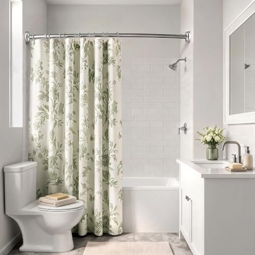 Curved Shower Curtain Rod for Bathroom, Curved Shower Rod Round, Stainless Steel Rust Proof, 43-72 Inches Adjustable,Silver