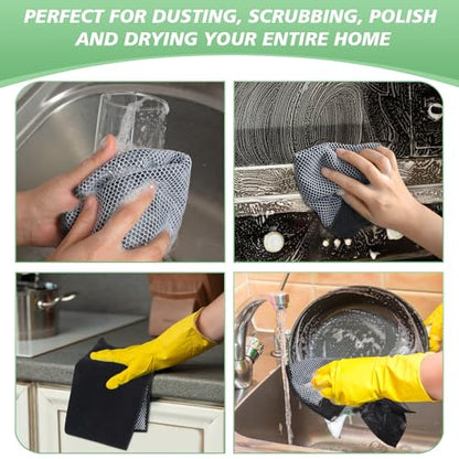 Dish Cloth for Washing Dishes Kitchen Washcloth Cleaning Cloth | 12x12inch 10pack Kitchen Towels Rags, Microfiber Cleaning Cloths, Wash Cloths with Poly Scour Side, Wholesale, Black - color: Black, size: 12inchx12inch 10pack