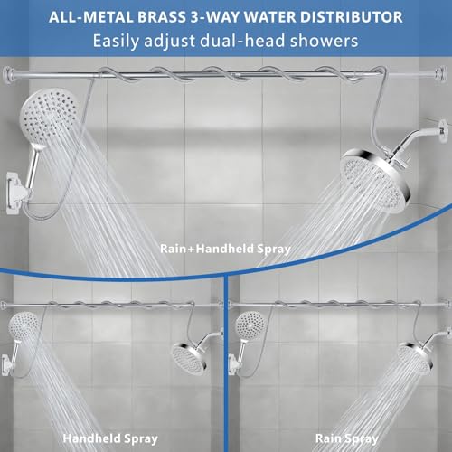 Dual Shower Head for Couples, 6" Fixed Rain Showerhead with 7.5" Large Handheld Shower Double Set, Renter-Friendly, Tandem Shower, SPA-Like, Gift for Women Men, Chrome - color: Chrome