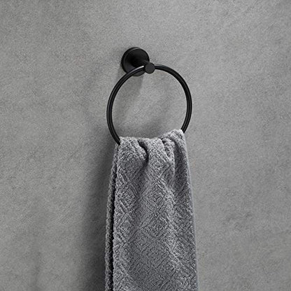 2 Pack Matte Black Towel Ring | Hand Towel Holder for Bathroom Wall Mounted, Durable 304 Stainless Steel, Modern Style - color: Matte Black