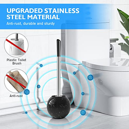 Toilet Brush and Holder 2 Pack, 304 Stainless Steel Toilet Brush with Extended and Durable Comfortable Brush Handle, Toilet Bowl Brush for Bathroom Toilet - Ergonomic, Pratical Durable (Black) - color: Black