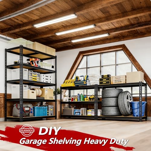 72" H Storage Shelves,Storage Shelves Heavy Duty,2400LBS Metal Shelving Units,Adjustable Garage Shelving Heavy Duty for Garage Storage,Warehouse,16"x35.5"x72 - size: 16"x35.5"x72"