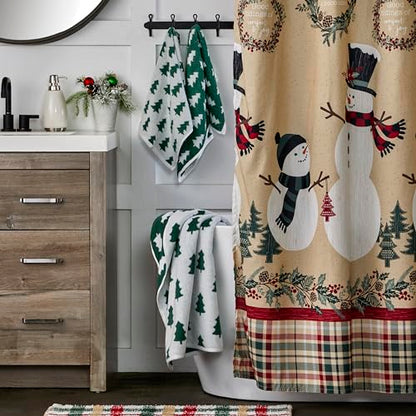 SKL Home Christmas/Winter Holiday Trees Bath Towel, Reversible, Green/White | 100% Cotton. 500 GSM weight. Soft & absorbent jacquard. Great for holiday gifting. - color: Holiday Trees, style: Bath Towel