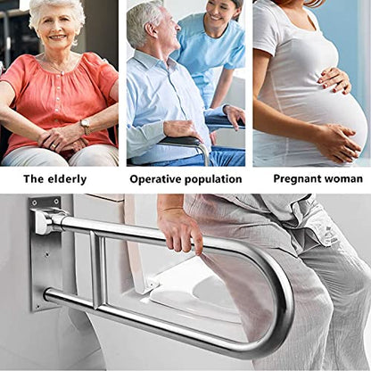 Handicap Grab Bars, Flip Up Bathroom Toilet Grab Bar, Wall Mount Handrails, 31.4 Inch Stainless Steel Handicap Shower Rails Provide Safety Grab for Pregnant Woman Elderly Disabled - size: 31.4"