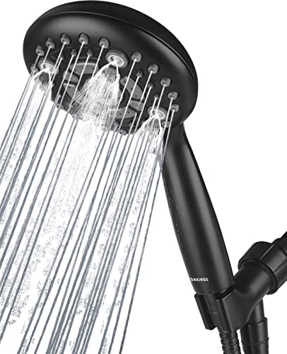 6 Spray Modes High Pressure Handheld Showerhead Set Upgraded | 5 Inches Shower Head with Handheld Spray Matte Black Handheld Shower Head 60 Inches Stainless Steel Hose-1-Min Install - color: Matte Black