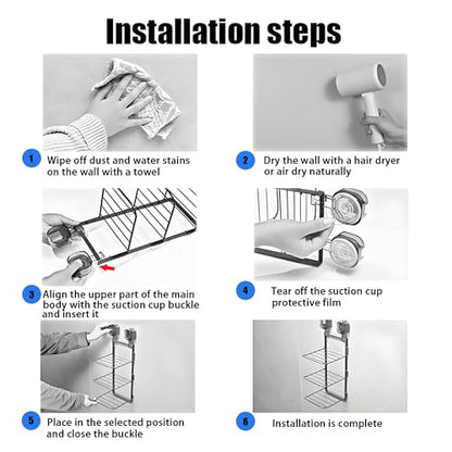KINGFINGER 3 Tier Shower Caddy with Suction Cup,Large Hanging Caddy Organizer, No Drilling, Split Design for Easy Access