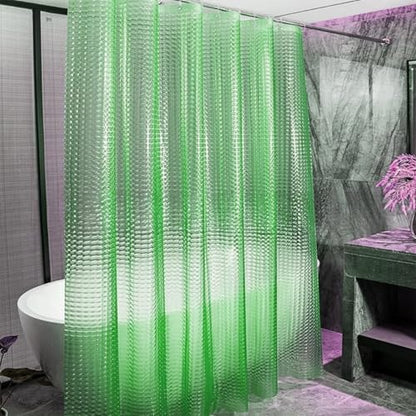 Green Shower Curtain Liner, 100% Waterproof EVA 3D Shower Curtains with 3 Duty Heavy Bottom Magnets and 12 Rust Proof Grommets, 72x72 Weighted Shower Liner for Shower Stall, Bathtubs - color: Green Square