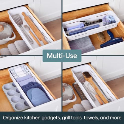 YouCopia DrawerFit® Sliding Drawer Bin, Expandable and Adjustable Kitchen Storage Organizer, Speckled White - style: Bin