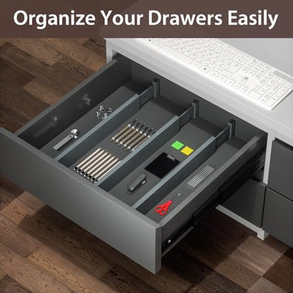 DUCOO 4 PCS Drawer Divider, 17"-22" Adjustable Bamboo Drawer Dividers Organizers, Expandable Separators for Kitchen, Clothes, Dressers, Home, Office, Gray - color: Gray