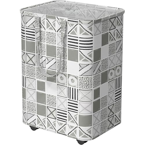 Simple Houseware Large 82L Laundry Basket with Wheels and Handles, Gray | Collapsible Waterproof Hamper with Mesh Cover - color: Gray