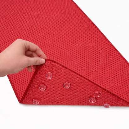 Bathtub Mat Non Slip, Bath Mat for Tub Non Slip, Tub Mat Extra Large 36 x 17 in, Bathtub Mat with Suction Cups & Drain Holes, Soft Foam, Machine Washable, Red - color: Red