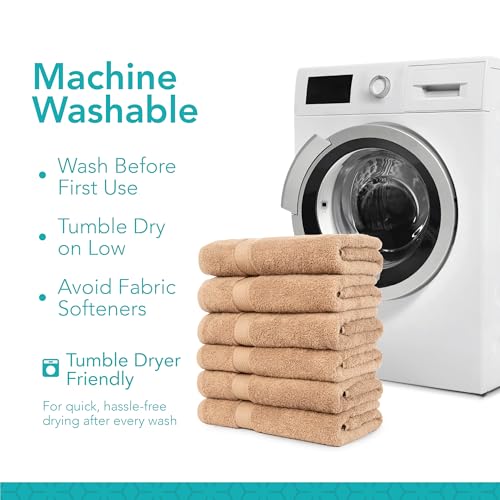 Pleasant Home Bath Towels Set of 6 (24” x 50”) 100% Cotton, Mocha | 515 GSM | Lightweight, Soft & Highly Absorbent Luxury Towels for Bathroom | for Gym, Pool & Spa - color: Mocha