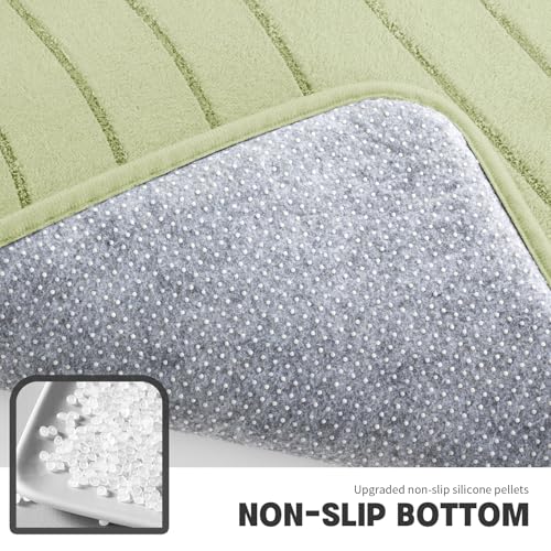 Bathroom Rug Set, Soft Non Slip Memory Foam Bath Mats, Extra Thick, Machine Washable, Green - color: Green-2, size: 5 pieces