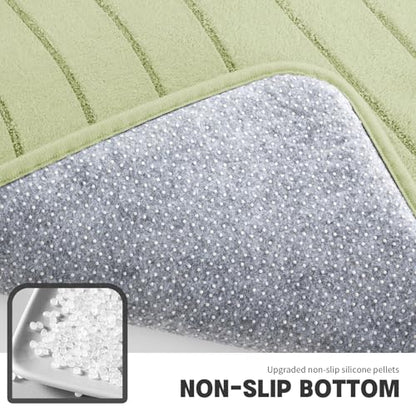 Bathroom Rug Set, Soft Non Slip Memory Foam Bath Mats, Extra Thick, Machine Washable, Green - color: Green-2, size: 5 pieces