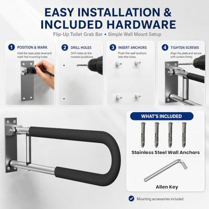 Handicap Grab Bars Rails 23.6 Inch Toilet Handrails Bathroom Safety Bar Toilet Support Rail Handicapped Handrail Accessories for Seniors Elderly (23.6inch) - size: 1 Count (Pack of 1)