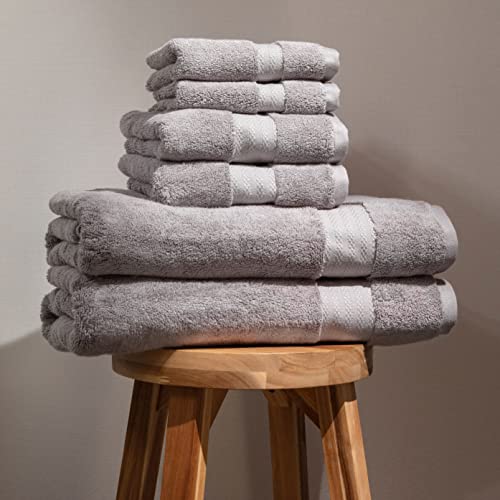 Fabdreams 100% Organic Cotton Bath Towel Set of 6 700 GSM Hotel Premium Plush Absorbent Soft Durable Skin-Friendly Spa Quality Bathroom Comfort with 2 Bath 2 Hand Towels and 2 Wash Cloths Dark Grey - color: Dark Gray, size: 6-Piece Towel Set