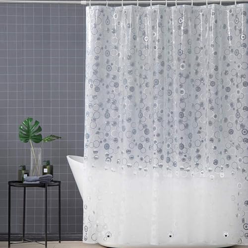 Plastic Shower Liner - Premium EVA Thickened Shower Curtain Liner with Rustproof Grommets and 3 Weighted Magnets, Waterproof Shower Curtain for Bathroom… (5G-Circular Pattern, 72”*72”) - color: 5g-circular Pattern, size: 72”*72”