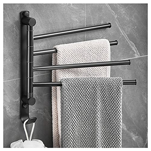 Brass Swing Out Towel Bar Holder Wall-Mounted/Black Swivel Towel Rack Hanger Organizer for Bathroom, 4-Bar Towel Bar Folding Arm Swivel Hanger Bathroom Storage A - color: A