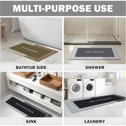 Bath Mat, Quick-Drying Non-Slip Thin Bathroom mat Super Absorbent Bath mats Rug-Bath Mats for Bathroom Floor Bathtub Vanity-Bathmat Bath Rug Easy Care Khaki 27.5" x15.7" - color: Khaki
