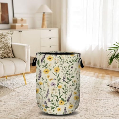 Daisy Lavender and Buttercups Laundry Basket, Laundry Hamper Collapsible Oxford Cloth with Handle Clothes Storage Bin for Bathroom Laundry Room Bedroom 15.7 X 20 Inch - color: Daisy Lavender and Buttercups
