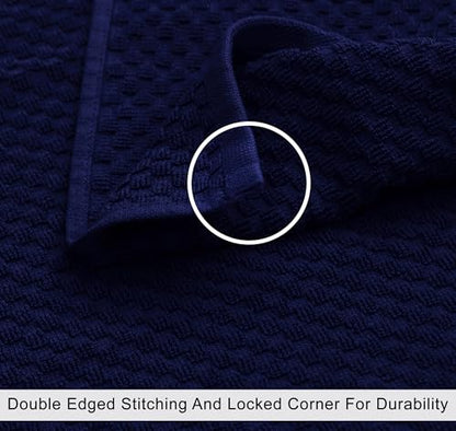 COTTON CRAFT Euro Spa Waffle Weave Bath Towels - Set of 4 Navy Towels | Pure 100% Ringspun Cotton Oversized Luxurious Towel Set - Soft Plush Super Absorbent Low Lint Quick Dry - 30 x 56 inches - color: Navy, size: 4 Pack Bath Towel