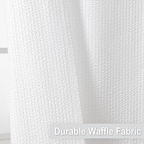 White Stall Shower Curtain 48X72 inch, Embossed Textured Fabric Shower Curtain for Bathroom - Soft Cloth & Hotel Spa, Water Repellent, Machine Washable Bathroom Curtain - color: White, size: 48"W x 72"L (Pack of 1)