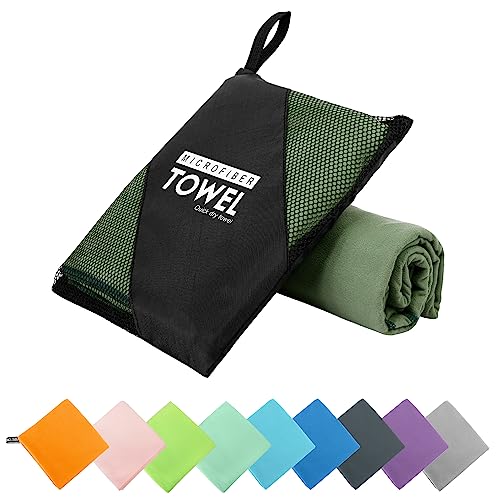 Microfiber Travel Towel, Quick Dry Camping & Gym Towel. Compact | Super Absorbent,Fast Drying,Lightweight,Soft,Suitable for Camping,Backpack,Gym,Swim, Yoga,Hiking - color: Armygreen, size: XXL:40"×72"