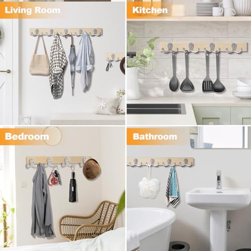 20 Pack Coat Hooks Wall Hooks for Hanging, Heavy Duty Double Prong Metal Hook Wall Mounted for Living Room, Bathroom, Kitchen, Bedroom for Coat, Bag, Scarf, Towel, Hat, Key, Cup (Silver) - color: Silver-20pack