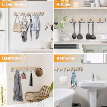 20 Pack Coat Hooks Wall Hooks for Hanging, Heavy Duty Double Prong Metal Hook Wall Mounted for Living Room, Bathroom, Kitchen, Bedroom for Coat, Bag, Scarf, Towel, Hat, Key, Cup (Silver) - color: Silver-20pack