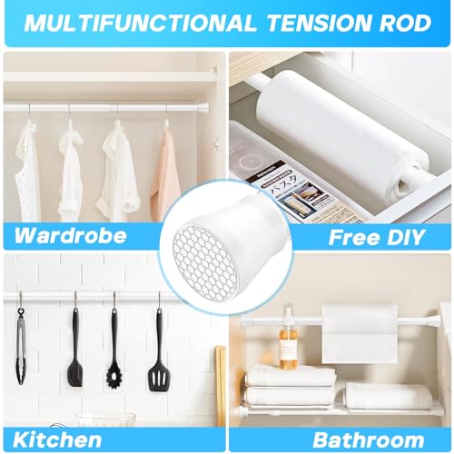 White Tension Rods 16 to 26 2PCS Spring Curtain Rod No Drill Small Tension Rod Tension Curtain Rod Adjustable Curtain Rod Tension for Bookshelf Diy Projects Kitchen,Cupboard,Bathroom,Wardrobe - color: White, size: 16-26 inch 2pcs