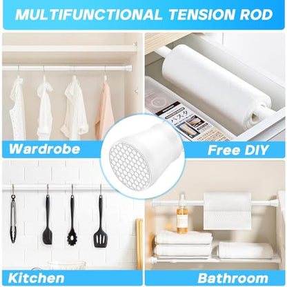 White Tension Rods 16 to 26 2PCS Spring Curtain Rod No Drill Small Tension Rod Tension Curtain Rod Adjustable Curtain Rod Tension for Bookshelf Diy Projects Kitchen,Cupboard,Bathroom,Wardrobe - color: White, size: 16-26 inch 2pcs
