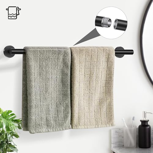 TURS Black 5 Piece Bathroom Towel Bar Set Bathroom Hardware Set, 23.6 inch Bathroom Accessories Kit Set, SUS304 Stainless Steel Wall Mounted - color: Matte Black