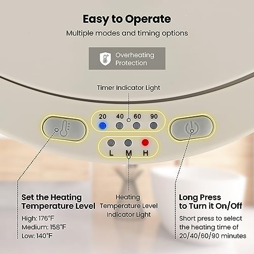 Tangkula Towel Warmer Bucket, 23L Large Luxury Bucket-Style Towel Warmer w/Fragrant Disc Holder, ETL Certified Bath Heater w/3-Level Heating, 20/40/60/90 Min Timer & Auto Shut Off (Handle, 23L, Grey) - color: Grey