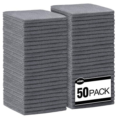 AIDEA Microfiber Cleaning Cloth Grey-50PK, Soft Absorbent Rags, Microfiber Towels for Cars, Kitchen Towels, Dusting Cloth for Home, Window, Cleaning Supplies, 12"×12" - color: Grey