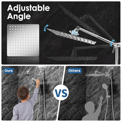 10" Metal Rainfall Shower Head with Handheld Combo, High Pressure Shower heads with 10 Spray Modes, Adjustable Extension Arm,71 Inches Hose and Integrated holder for Easy Fixing,Chrome
