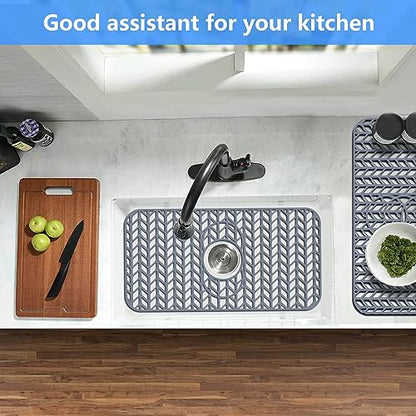 Sink Protectors for Kitchen Sink 24"x 12.5"Silicone Kitchen Sink mat | Various sizes and styles,Free-form cutting,Holes for different positions,Protector for sinks and dish,Withstand to 500F - size: 24"x12.5"