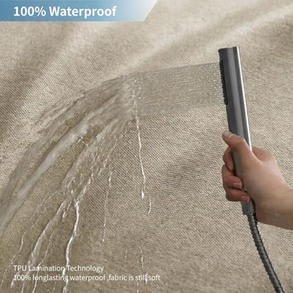 2-in-1 Waterproof Fabric Shower Curtain,No Separate Liner Needed,Linen Textured,Effortless Cleaning & Washable Bathroom Shower Curtain Set with 12 Plastic Hooks,72"x72",Khaki - color: Khaki, size: 72"W x 72"L (Pack of 1)