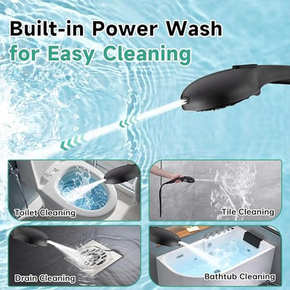 BRIGHT SHOWERS High Pressure Shower Head with Handheld, 9 Spray Settings Showerhead Built in Power Wash to Clean Tub and Pets, Extra Long 69" Hose, Adjustable Bracket, Oil-Rubbed Bronze - color: Oil Rubbed Bronze, style: 2.5 GPM | 9 Modes