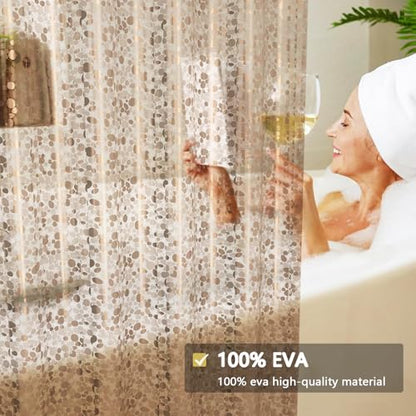Shower Curtain Liner, Waterproof EVA 3D Shower Curtains with Duty Heavy Bottom Magnets and Rust Proof Grommets, Weighted Shower Liner for Shower Stall, Bathtubs - color: Brown Pebble, size: 72"W x 78"L (Pack of 1)