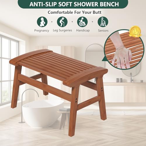 Bamboo Shower Chair for Inside Shower, Non-Slip Bathroom Stool, 350 lbs | Bamboo Strip Design, Comfort Sitting Experience, Sturdy Waterproof Shower Bench, Bathroom Living Room Seat, Coffee Finish - color: Coffee