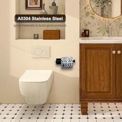 Wall-Mount Toilet Paper Holder, Open Arm, Matte Black | SUS304 stainless steel, screw mount, fits standard, large and mega rolls, concealed caps, mounting hardware included - color: Matte Black