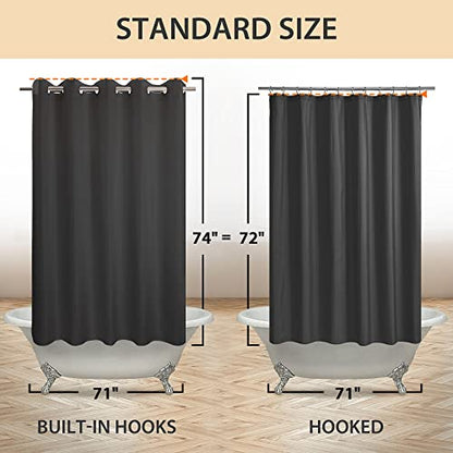 River Dream No Hook Hotel Cloth Black Shower Curtain Microfiber Waterproof - Soft Fabric Shower Curtain or Liner Washable, Black, 71x74 - color: Black, size: 71"W x 74"L (Pack of 1)