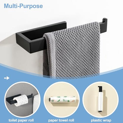 Sayayo Matte Black Hand Towel Holder, Towel Bar for Bathroom Wall 10 Inch | SUS304 Stainless Steel Towel Ring, Kitchen Towel Rack Modern Square - color: Matte Black