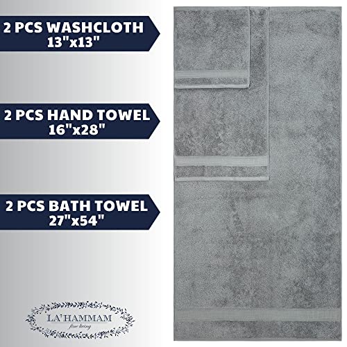 Personalized Towels, Hotel & Spa Quality, Super Soft, Highly Absorbent, Bathroom Sets, 100% Cotton Monogrammed towels 6 Piece Towel Set, Includes 2 Bath Towels, 2 Hand Towels, 2 Washcloths, Grey - color: Grey, size: 6 Pieces Towel Set