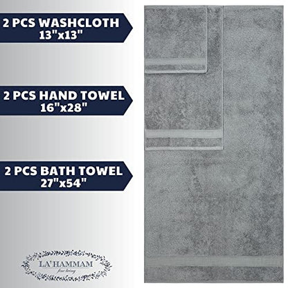 Personalized Towels, Hotel & Spa Quality, Super Soft, Highly Absorbent, Bathroom Sets, 100% Cotton Monogrammed towels 6 Piece Towel Set, Includes 2 Bath Towels, 2 Hand Towels, 2 Washcloths, Grey - color: Grey, size: 6 Pieces Towel Set