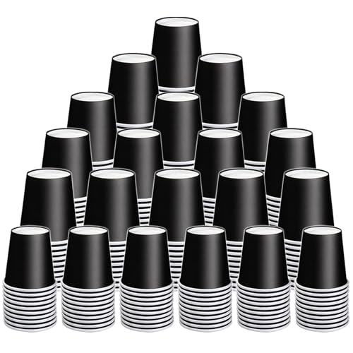 300 Count 3 Oz Mouthwash Cups, Black Disposable Bathroom Cups | Disposable Paper Cups, Small Disposable Cup, Espresso Cup for Bathroom Party Travel Picnic BBQ - color: Black, size: 300 Count