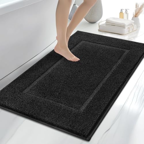 anllugs Bathroom Rugs, 30" x 46" Soft Bath Rugs, Black | Non-Slip, Super Absorbent, Machine Washable, Quick Dry, Bath Mats for Shower and Bathtub, TPR Backing - color: Black, size: 30" X 46"
