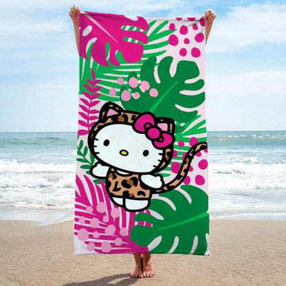 Jay Franco Hello Kitty Bath Pool Beach Towel - Tropical Super Soft & Absorbent 100% Cotton Towel, Measures 28 x 58 - color: Multi - Hello Kitty