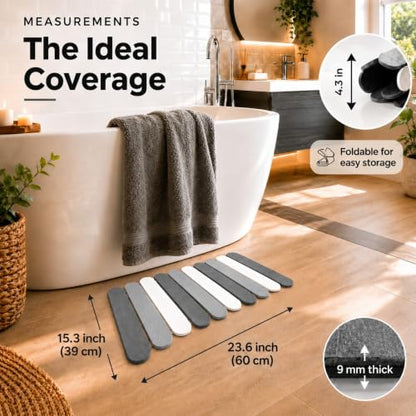 Foldable Stone Bath Mat for Bathroom - Quick Drying | Foldable earth bath mat, stone shower mat and kitchen drying mat. Dries in seconds, non slip, folds flat.