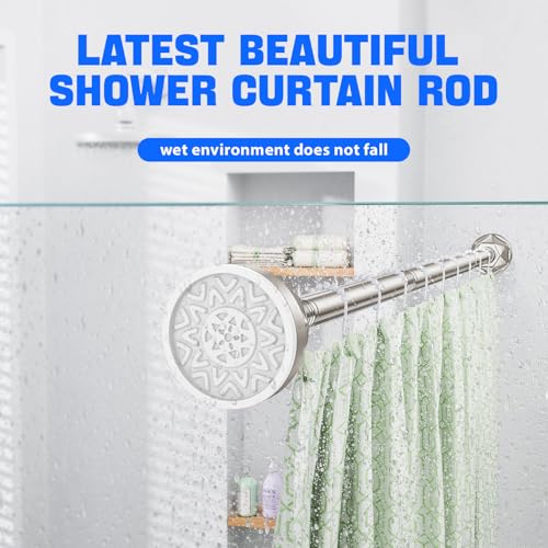Nickel No-Drill Shower Rod - 32-80 Inches, Anti-Slip Tension Curtain Rod - color: nickel, size: 32-80 inches